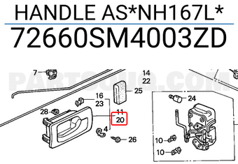Honda 72660SM4003ZD HANDLE AS*NH167L*