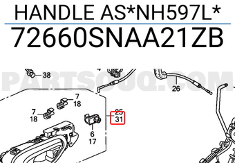 Honda 72660SNAA21ZB HANDLE AS*NH597L*