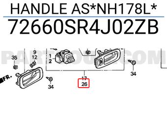 Honda 72660SR4J02ZB HANDLE AS*NH178L*