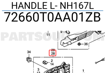 Honda 72660T0AA01ZB HANDLE L- NH167L