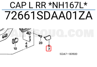 Honda 72661SDAA01ZA CAP L RR *NH167L*