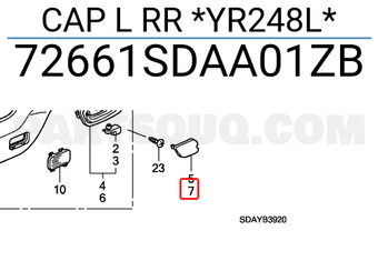 Honda 72661SDAA01ZB CAP L RR *YR248L*