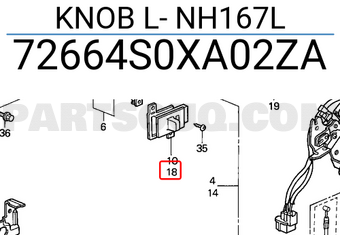 Honda 72664S0XA02ZA KNOB L- NH167L