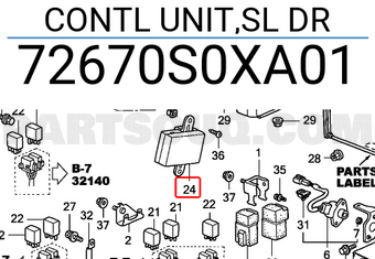 Honda 72670S0XA01 CONTL UNIT,SL DR