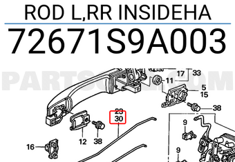 Honda 72671S9A003 ROD L,RR INSIDEHA