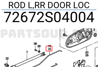 Honda 72672S04004 ROD L,RR DOOR LOC