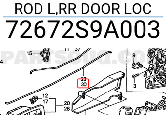 Honda 72672S9A003 ROD L,RR DOOR LOC