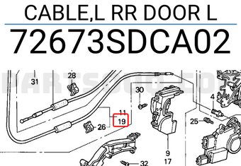 Honda 72673SDCA02 CABLE,L RR DOOR L