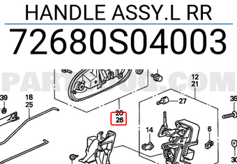 Honda 72680S04003 HANDLE ASSY.L RR