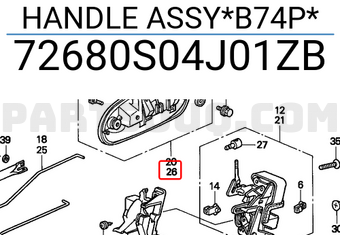 Honda 72680S04J01ZB HANDLE ASSY*B74P*