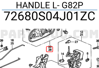 Honda 72680S04J01ZC HANDLE L- G82P