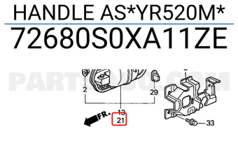 Honda 72680S0XA11ZE HANDLE AS*YR520M*