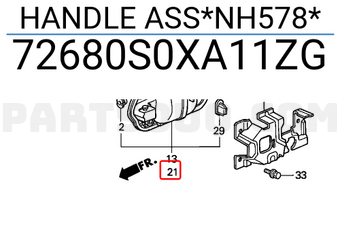 Honda 72680S0XA11ZG HANDLE ASS*NH578*