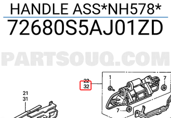 Honda 72680S5AJ01ZD HANDLE ASS*NH578*