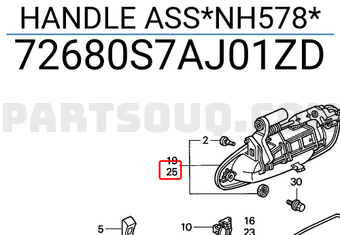 Honda 72680S7AJ01ZD HANDLE ASS*NH578*