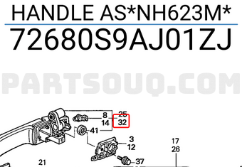 Honda 72680S9AJ01ZJ HANDLE AS*NH623M*