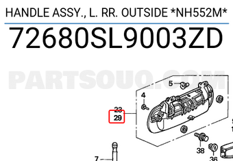 Honda 72680SL9003ZD HANDLE ASSY., L. RR. OUTSIDE *NH552M*