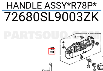 Honda 72680SL9003ZK HANDLE ASSY*R78P*