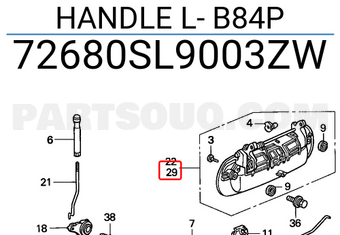 Honda 72680SL9003ZW HANDLE L- B84P