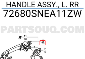 Honda 72680SNEA11ZW HANDLE ASSY., L. RR