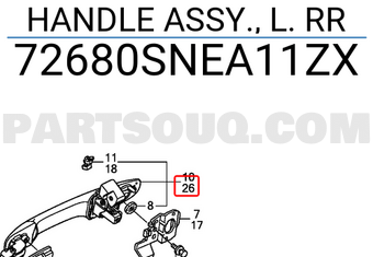 Honda 72680SNEA11ZX HANDLE ASSY., L. RR