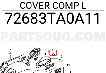 Honda 72683TA0A11 COVER COMP L