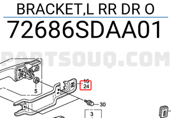 Honda 72686SDAA01 BRACKET,L RR DR O
