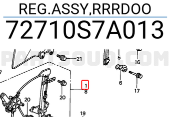 Honda 72710S7A013 REG.ASSY,RRRDOO