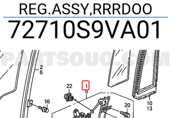 Honda 72710S9VA01 REG.ASSY,RRRDOO
