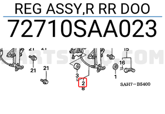 Honda 72710SAA023 REG ASSY,R RR DOO
