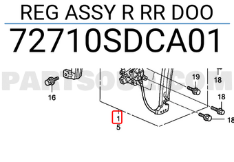 Honda 72710SDCA01 REG ASSY R RR DOO