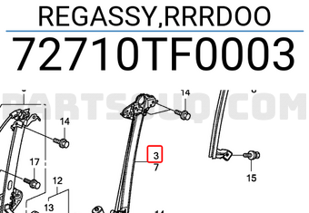 Honda 72710TF0003 REGASSY,RRRDOO