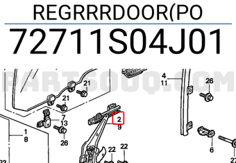 Honda 72711S04J01 REGRRRDOOR(PO