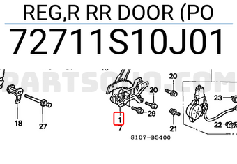 Honda 72711S10J01 REG,R RR DOOR (PO