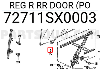 Honda 72711SX0003 REG R RR DOOR (PO