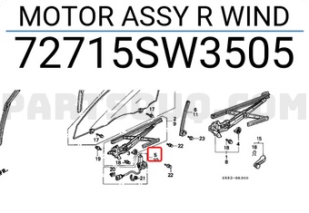 Honda 72715SW3505 MOTOR ASSY R WIND