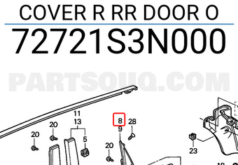 Honda 72721S3N000 COVER R RR DOOR O
