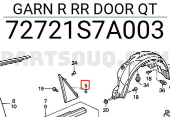 Honda 72721S7A003 GARN R RR DOOR QT