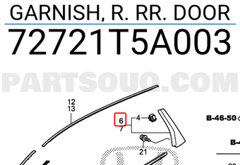 Honda 72721T5A003 GARNISH, R. RR. DOOR