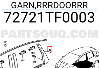 Honda 72721TF0003 GARN,RRRDOORRR