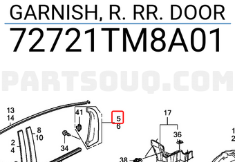 Honda 72721TM8A01 GARNISH, R. RR. DOOR