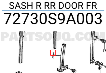 Honda 72730S9A003 SASH R RR DOOR FR