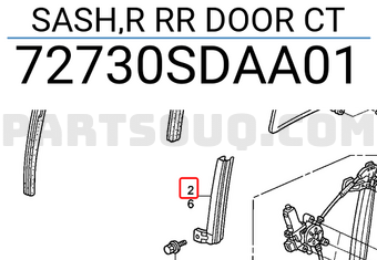 Honda 72730SDAA01 SASH,R RR DOOR CT