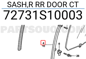 Honda 72731S10003 SASH,R RR DOOR CT