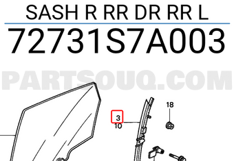 Honda 72731S7A003 SASH R RR DR RR L