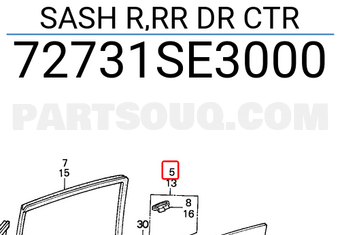 Honda 72731SE3000 SASH R,RR DR CTR