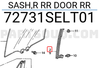 Honda 72731SELT01 SASH,R RR DOOR RR