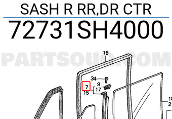 Honda 72731SH4000 SASH R RR,DR CTR