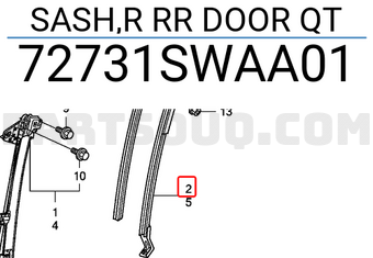 Honda 72731SWAA01 SASH,R RR DOOR QT