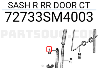 Honda 72733SM4003 SASH R RR DOOR CT